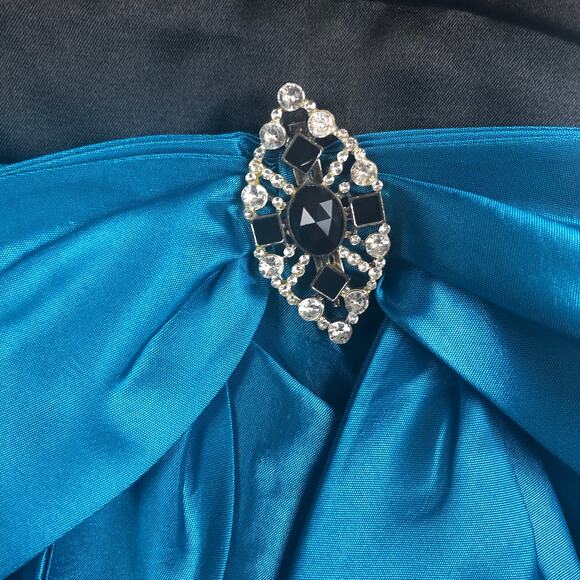 Trixxi Y2k Strapless Sleeveless Blue & Black Cocktail Party Event Bubble Dress - Picture 6 of 7